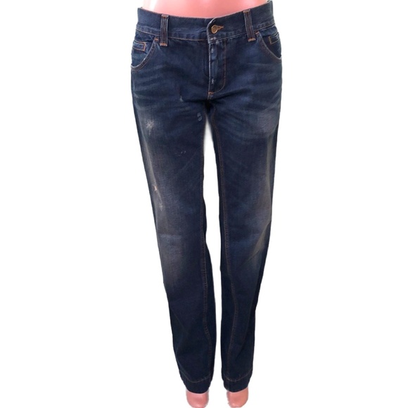 Dolce & Gabbana Women's Dark-Wash Distressed Jeans SZ US 50/14 - Picture 1 of 15